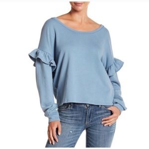 Lucky Brand Ruffle Sleeve Sweatshirt NWT